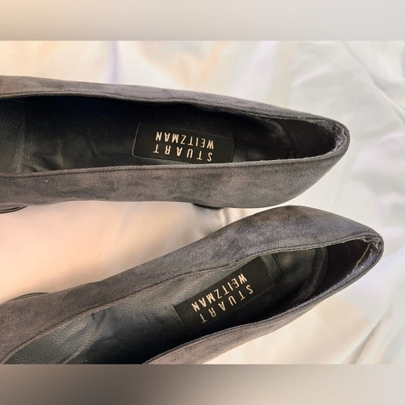 Stuart Weitzman Marymid Grey Suede 90s Mom Style Pump Heel Size 9 - Picture 3 of 14